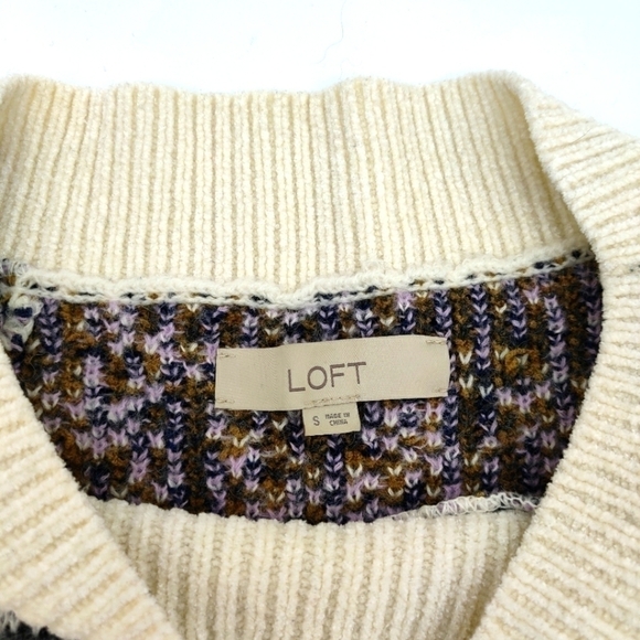 Ann Taylor Loft wool/mohair floral boat neck sweater S - Picture 3 of 7